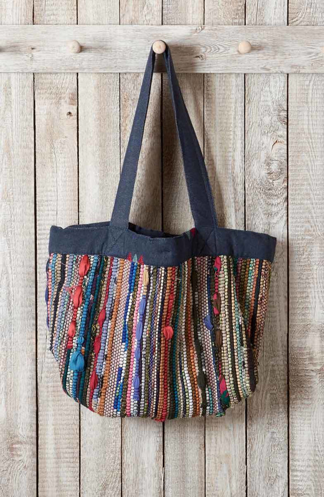 Ellora Recycled-Yarn Tote - Upcycled Denim & Chindi Patchwork ...