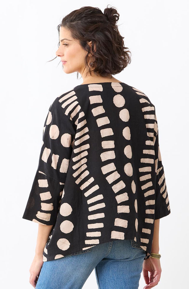Rimsha Batik Popover Swing Top – Black/Natural – MarketPlace: Handwork ...
