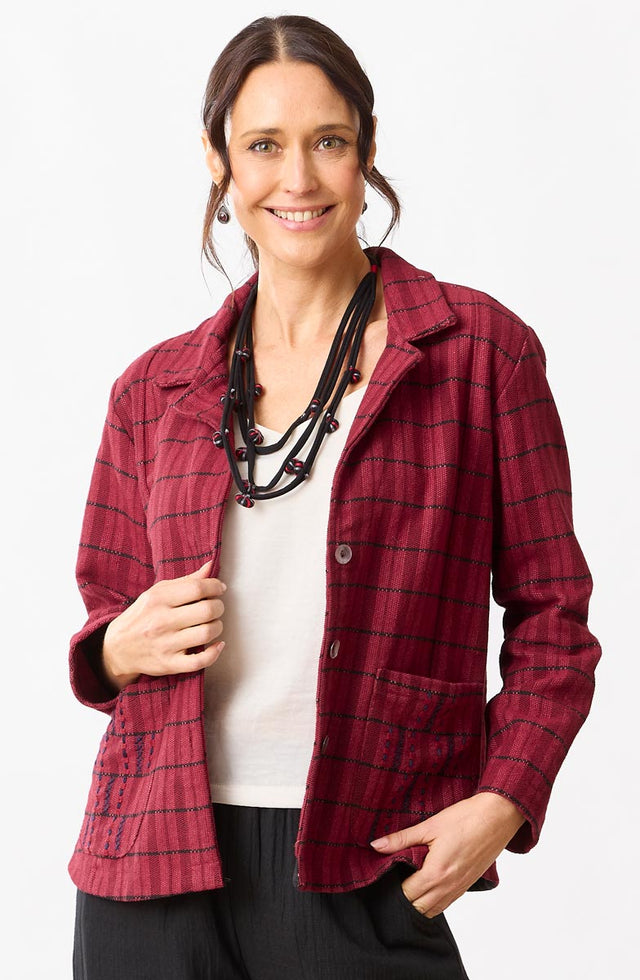 Jameel Textured Cotton Jacket – Ruby | Handmade – MarketPlace: Handwork ...