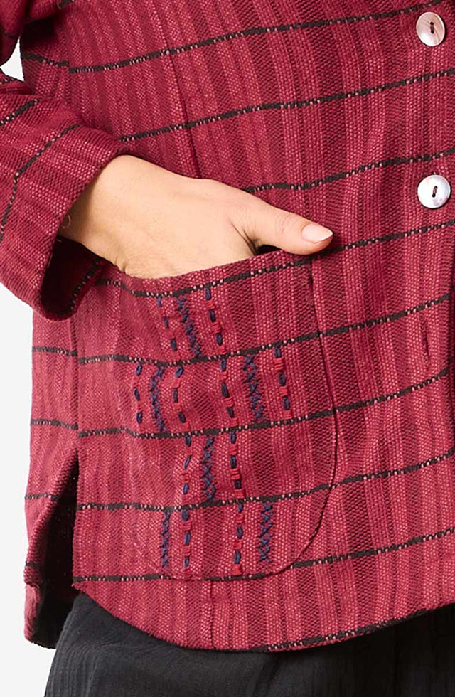 Jameel Textured Cotton Jacket – Ruby | Handmade – MarketPlace: Handwork ...