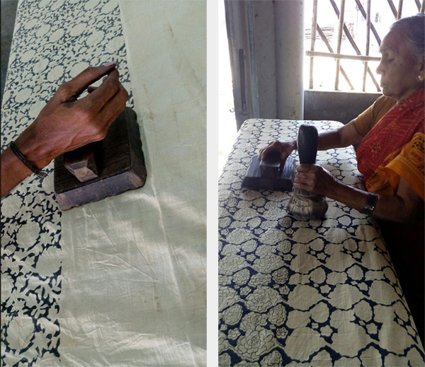 Kalamkari fabric being printed