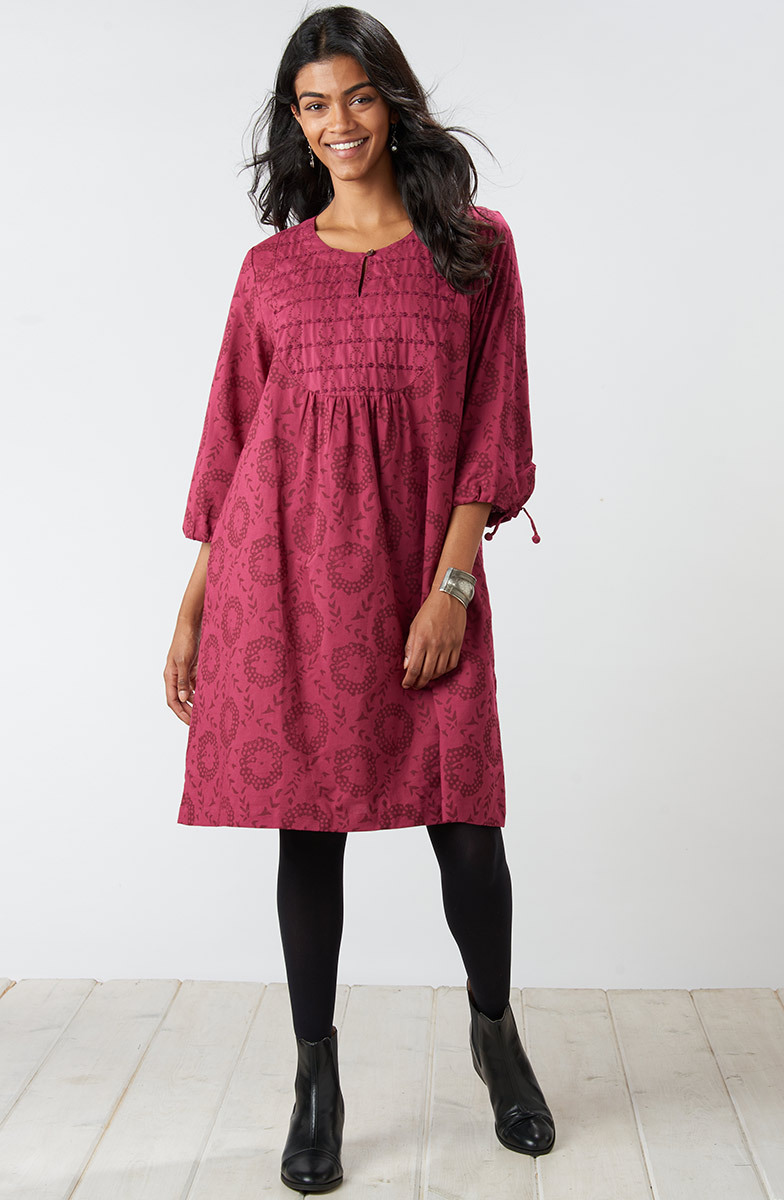 Neerja Dress - Cranberry | 100% Organic Cotton | MarketPlace India