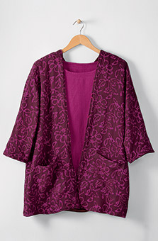 Reversible Dolman Poncho - Maroon/Orchid