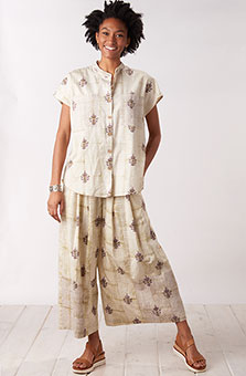 Long Gaucho Pant - Natural/Curry leaf