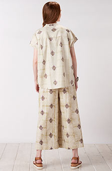 Long Gaucho Pant - Natural/Curry leaf