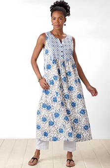 Nafisa Organic Dress - White/Lapis